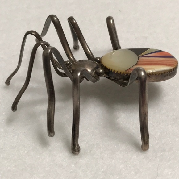 Zuni Inlay Spider Brooch and Pendant - Picture 2 of 7